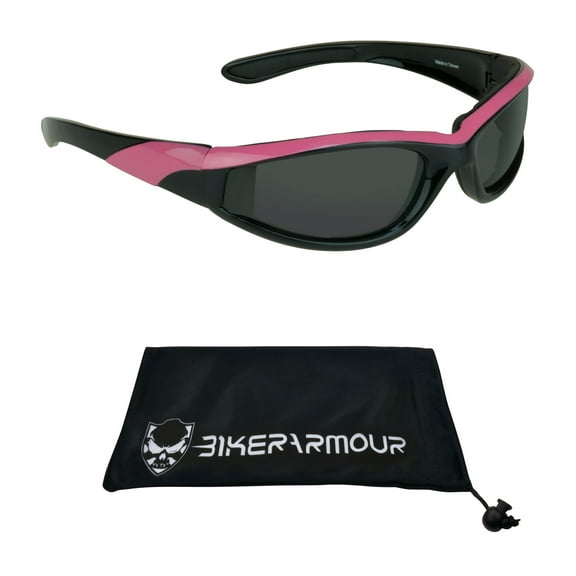 Bikershades Motorcycle Sunglasse Padded for Men and Women. Wraparound Wind and Dust Resistant Frame.