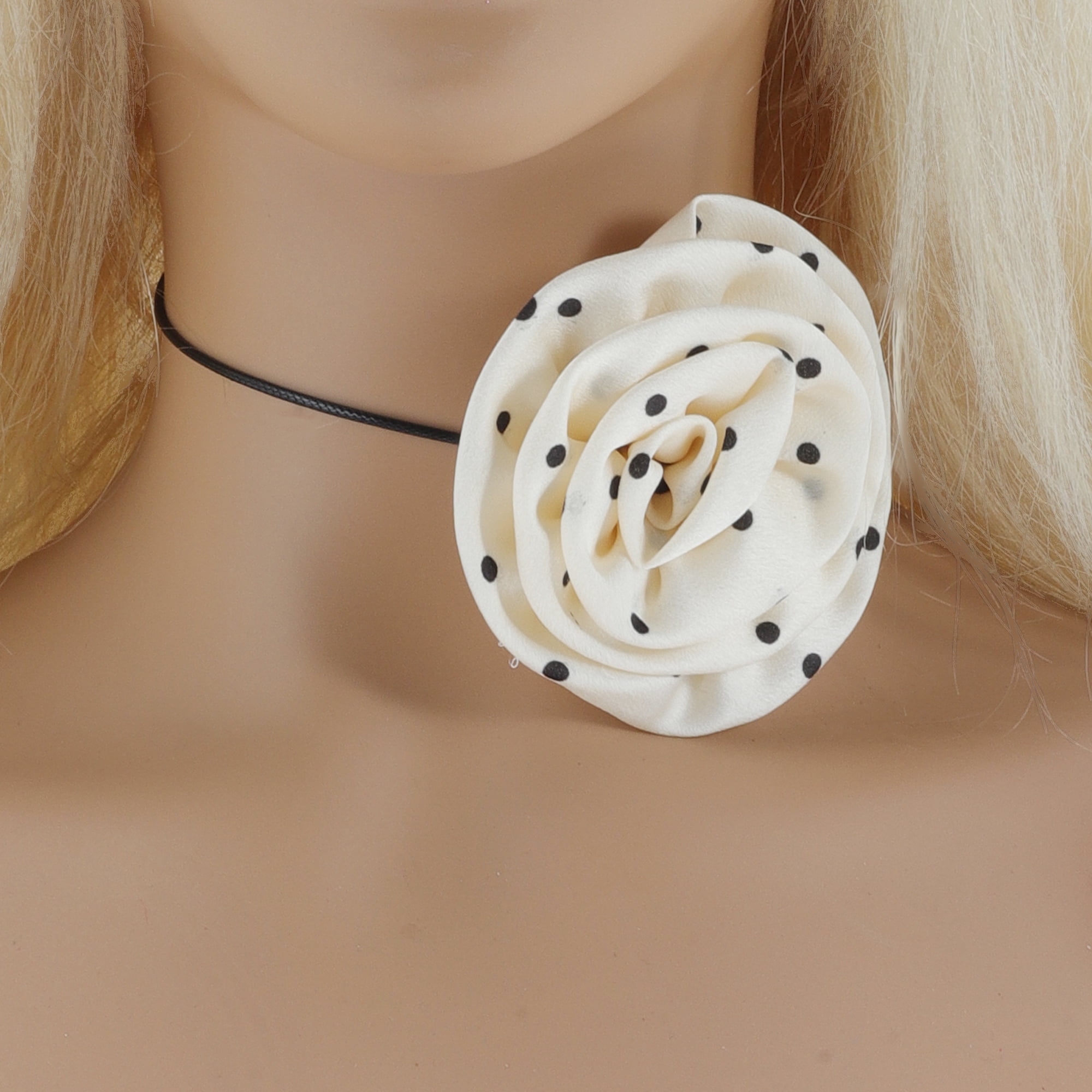 Unique Bargains Rose Flower Adjustable Choker Necklace for Women in Black Color 1Pc