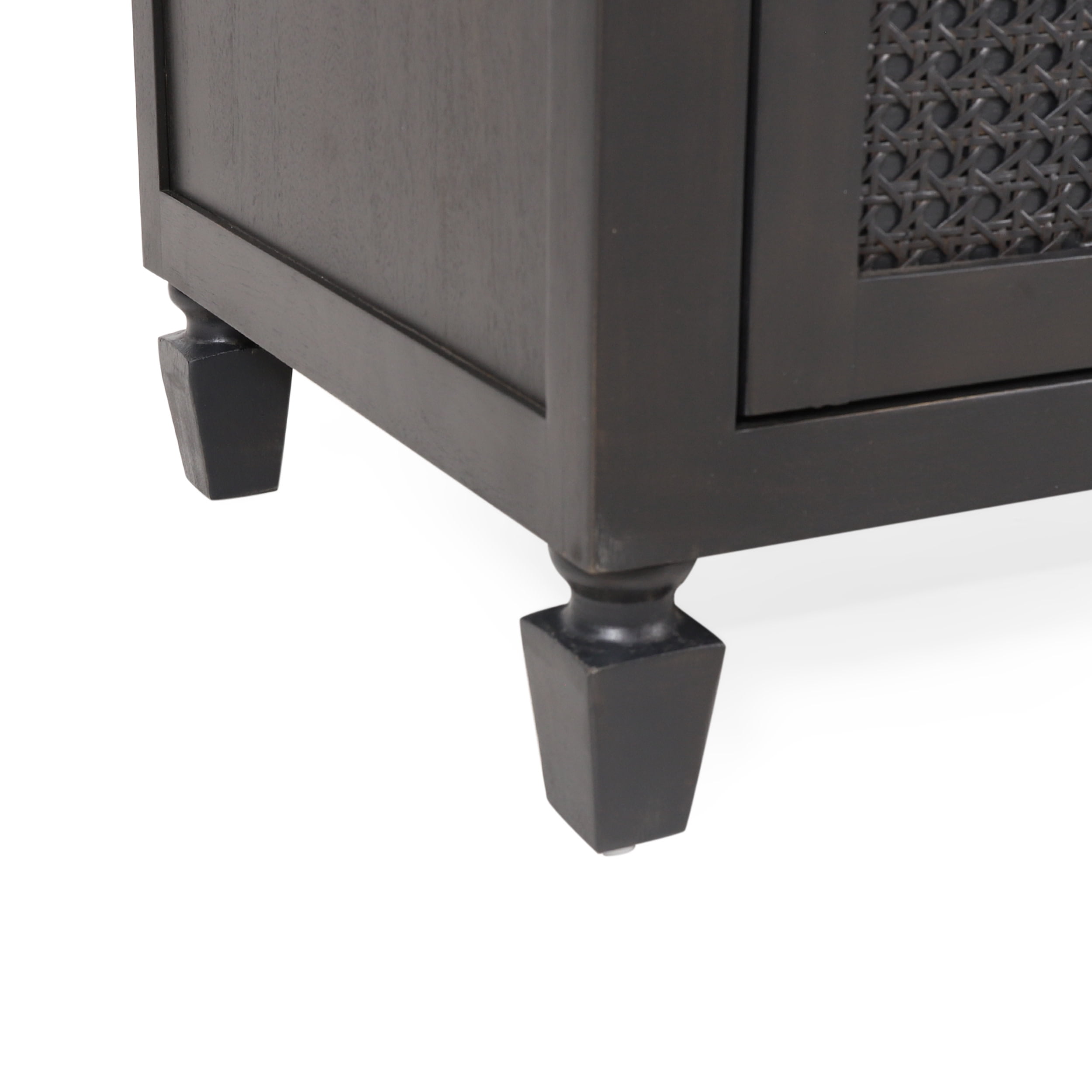 Noble House Thurber Acacia Wood and Cane 3 Drawer Dresser, Dark Gray