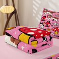 thumbnail image 5 of Manfei Playful Pet Cat Zipper Queen Comforter Set with Fitted Sheet and 2 Pillowcases, Cartoon Mushroom Zipper Bedding Set, Bright Pink, Pink Reversible, 4pcs, 5 of 7