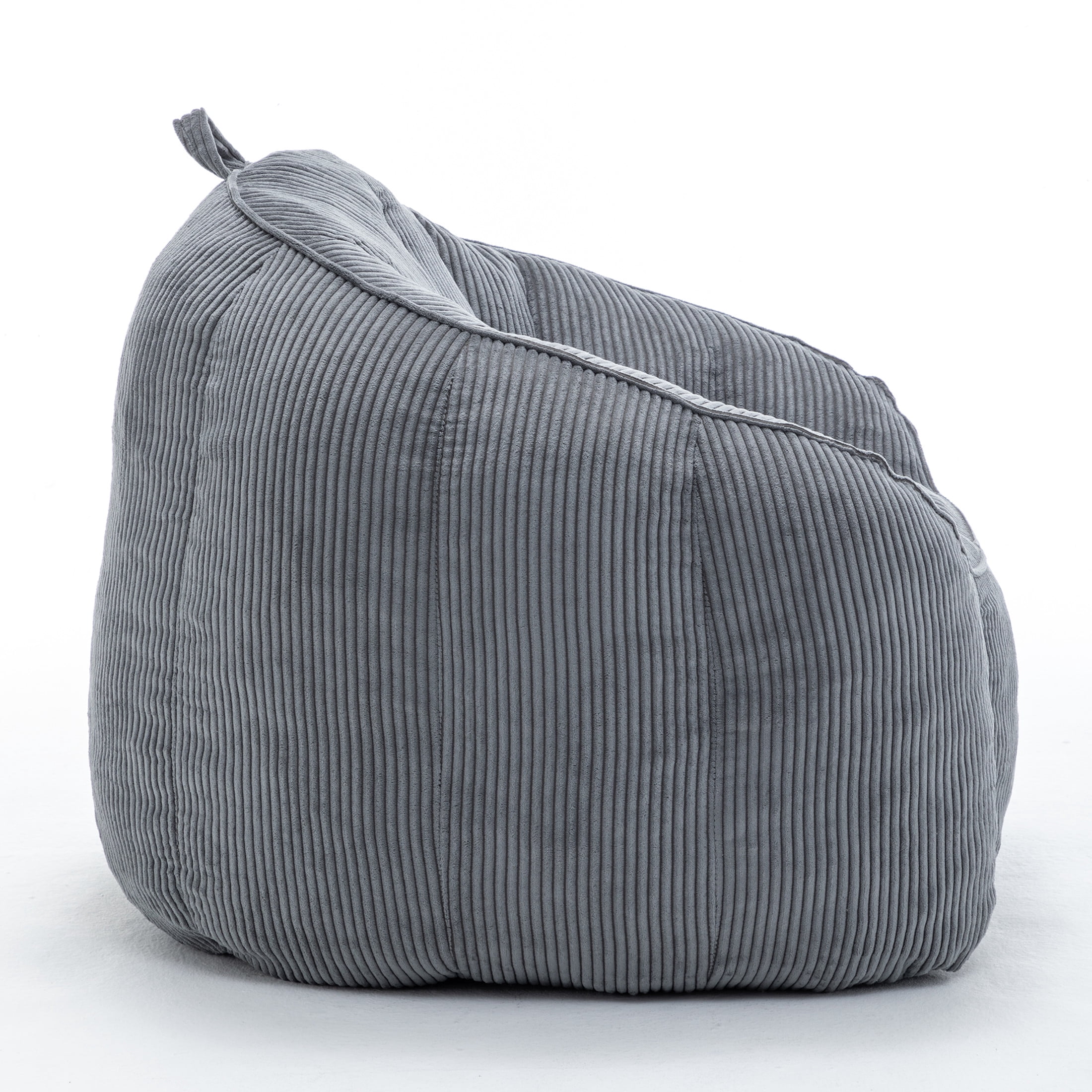 Noble House Revon Giant Corduroy Bean Bag Chair with Armrests, Cozy Memory Foam Lounge Couch for Living Room, Dark Gray