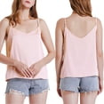thumbnail image 5 of Pink Basic Women's Satin Silk Tank Top Ladies V-Neck Silky Loose Sleeveless Blouse Tank Shirt, 5 of 6