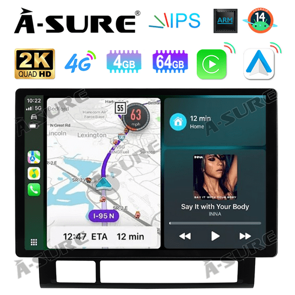 Asure 13.1" 4 64G Car Stereos For Toyota Tacoma MK2 (2005-2013) with Android Auto and CarPlay Radio/BT 5.0