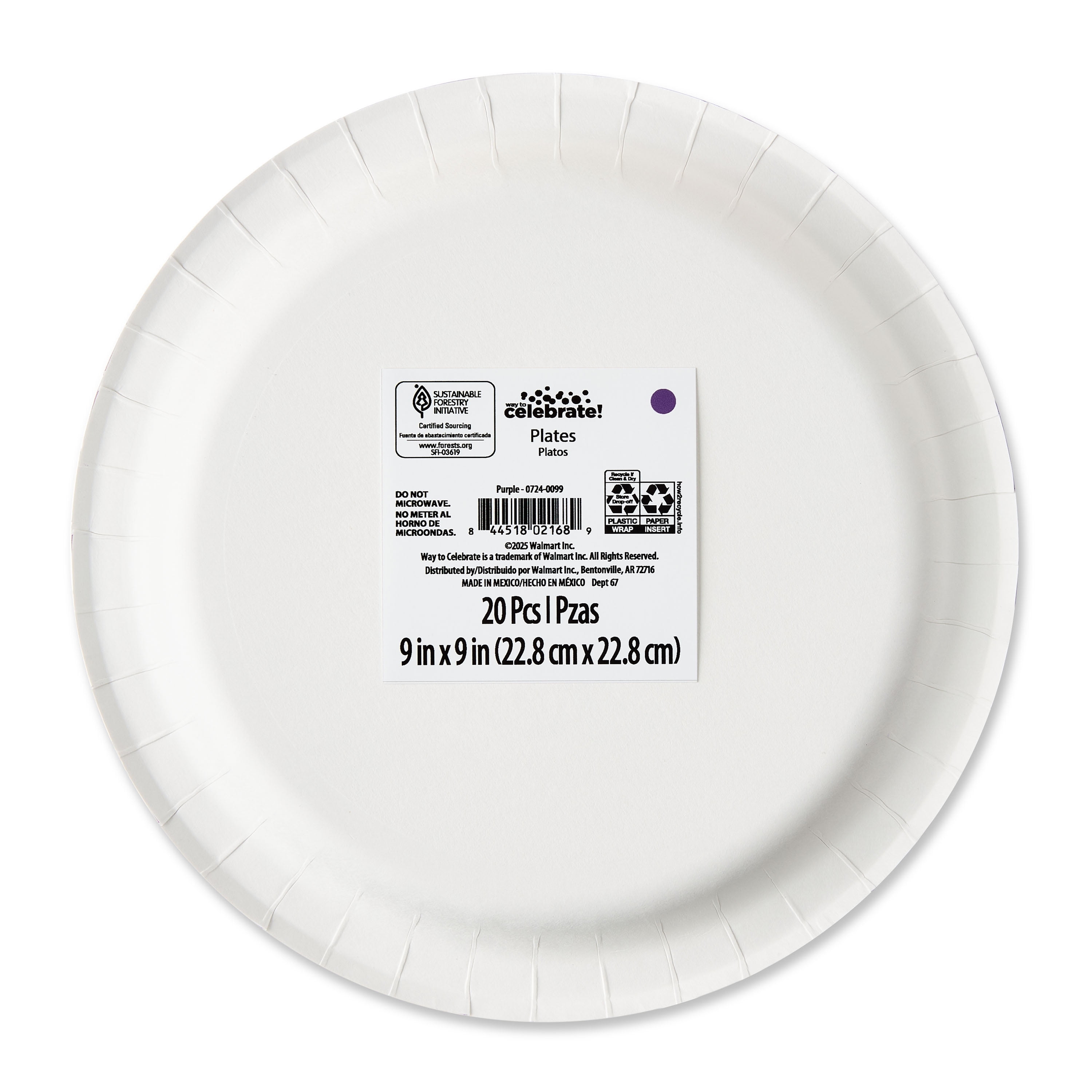 Disposable Purple Party Paper Plates, Serves 20, 9", by Way To Celebrate