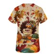 thumbnail image 5 of QATAINLAV Thanksgiving Scrubs Shirts for Women Short Sleeve Nursing Working Uniform Turkey Printed Comfy Breathable Scrub Tops Flash Deals Today Khaki XXL, 5 of 7