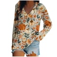 thumbnail image 2 of Inverlee Thanksgiving Shirts Women Funny Turkey Pumpkin Print Tees Fall Raglan Sleeve Soft T-shirts V Neck Tunic Blouse Outfit, 2 of 4