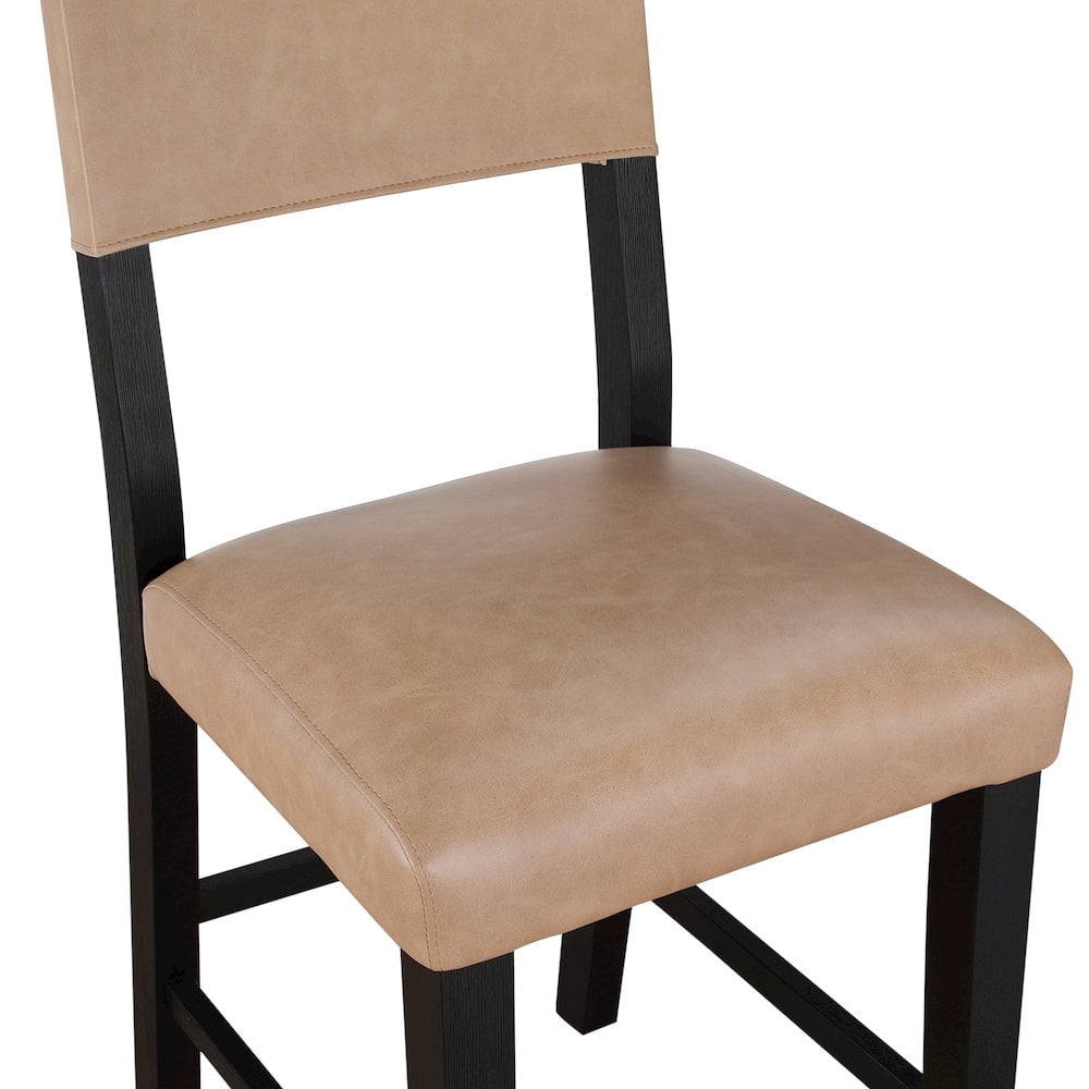 Steve Silver Aubrey Modern Faux Leather Dining Counter Chair, Black/Camel