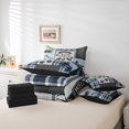 thumbnail image 6 of Homewish Western Wildlife Reindeer Bedding Comforter Set 7 Pieces, Blue Grey Plaid Full Bedding Set, Retro Rustic Cabin Reversible Fitted Sheet Flat Sheet, Lightweight Room Decor, 6 of 8