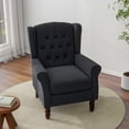thumbnail image 6 of UIXE High Back Accent Chairs Upholstered Armchair Retro Wingback Chair for Living Room Bedroom Reading Seat, Black Blue, 6 of 7