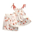 thumbnail image 1 of TTUHYWXI Girls Tank Top Short Sleeved Shorts Set Comfortable And Breathable Cartoon Print Girls Set (Beige, 6-12 Months), 1 of 6