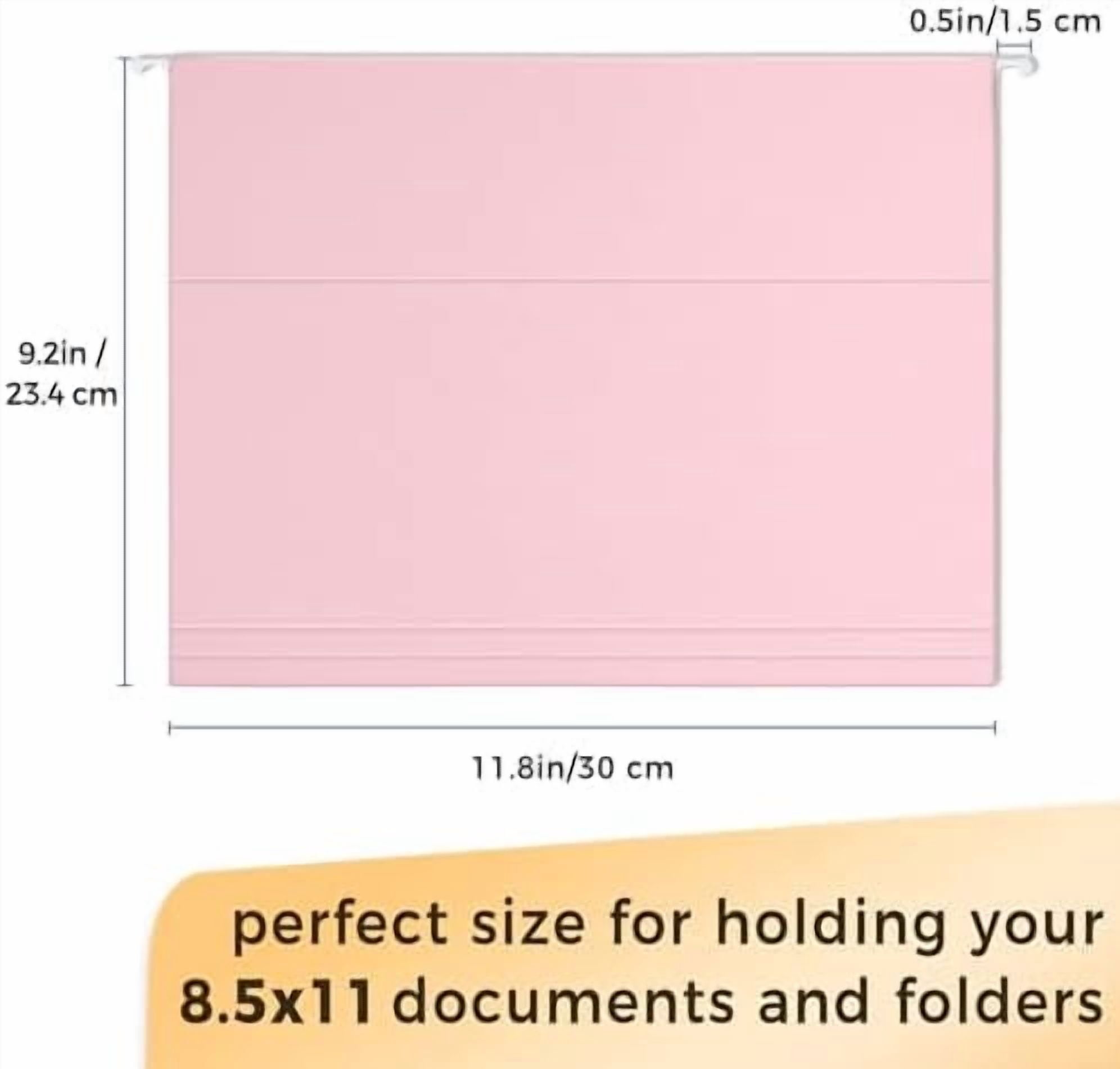 25 Pack Hanging File Folders, Pink Folders, Hanging File Folders Letter Size with 1/5-cut Tabs, Stay Organized for Your Home and Office Bulk File and Documents