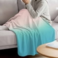 thumbnail image 3 of Pink Teal Ombre Blanket Soft Cozy Warm Throw Blanket for Couch, Plush Fuzzy Flannel Fleece Blankets for Sofa, Modern Abstract Art Gradient Aesthetics Bed Blankets Lightweight Gifts for Women, 30"x40", 3 of 9