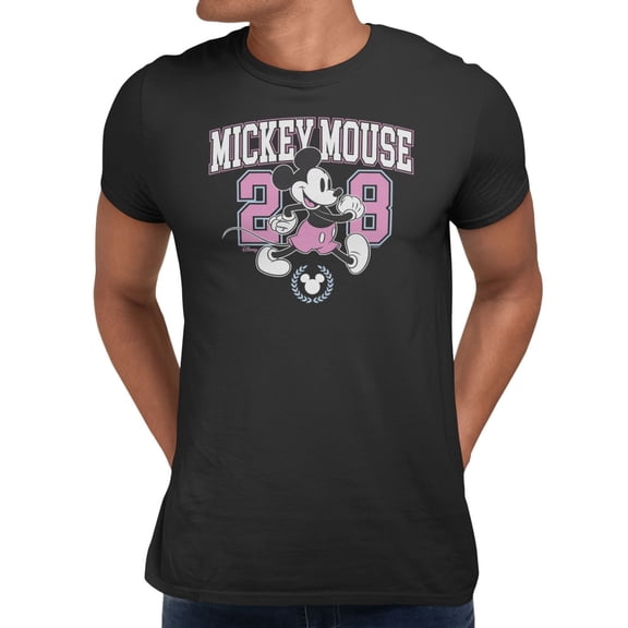 Disney Mickey Mouse Men's 28 Collegiate T-Shirt (Black, S-XXXL)