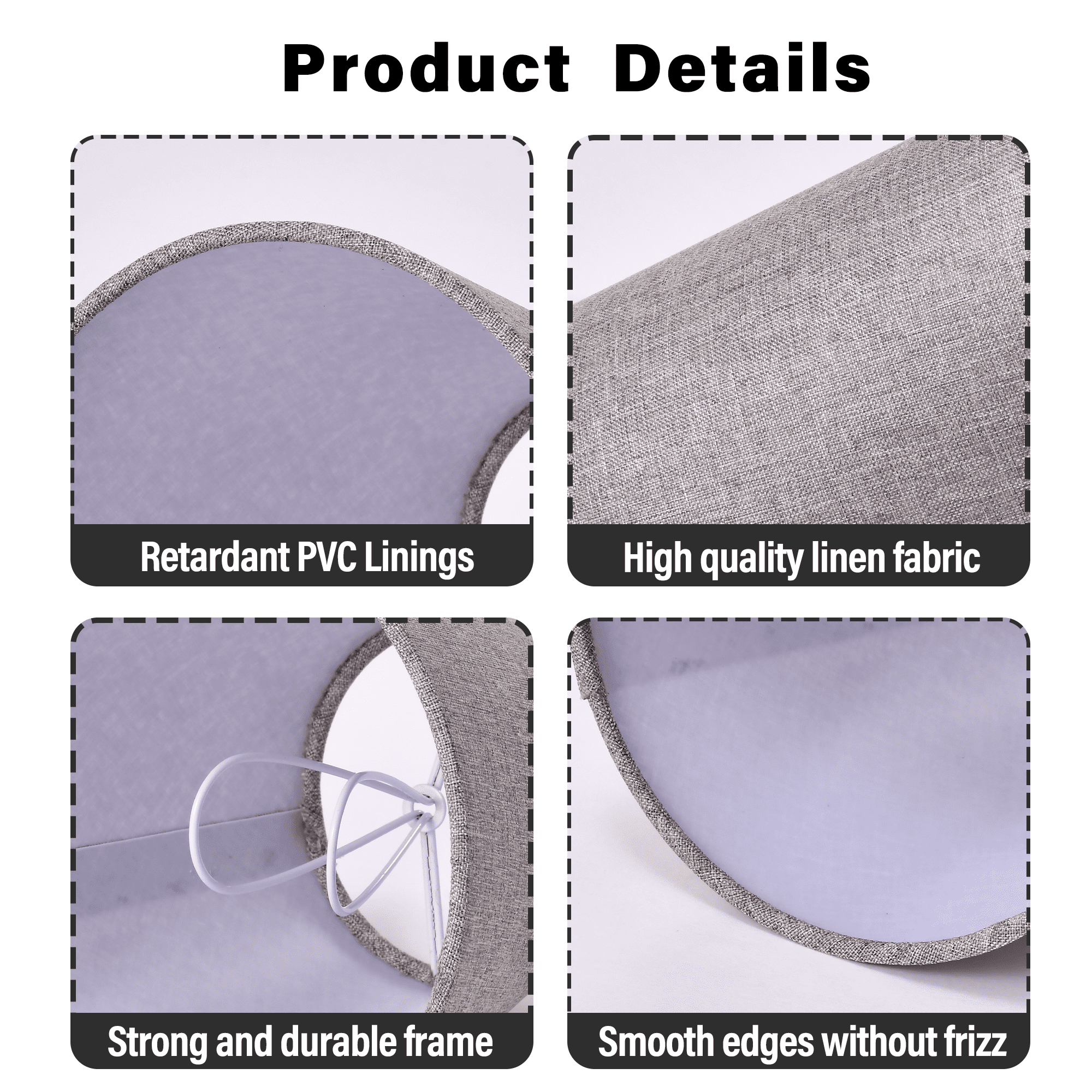 Chandelier Lamp Shades Set of 6, Clip On Mini Empire Shades for E12 Candelabra Bulbs, Grey Linen Fabric for Wall Sconce