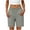 Gray, variant on Women Elastic Waist Summer Shorts Button Closure Stretchy Mid Waist Pull on Casual Bermuda Above Knee Shorts with Pockets, White, m