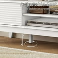 thumbnail image 5 of PUFFCAFE Fluted TV Stand for 55 60 65 Inch TV,Mid Century Modern Entertainment Center with with Storage & Sliding Doors,TV Media Console Table with Wood Feet for Living Room,Bedroom,White, 5 of 6