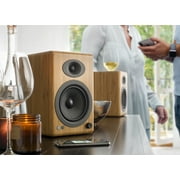 Audioengine A5+ 150W Bluetooth Wireless Powered Bookshelf Speakers, Bamboo