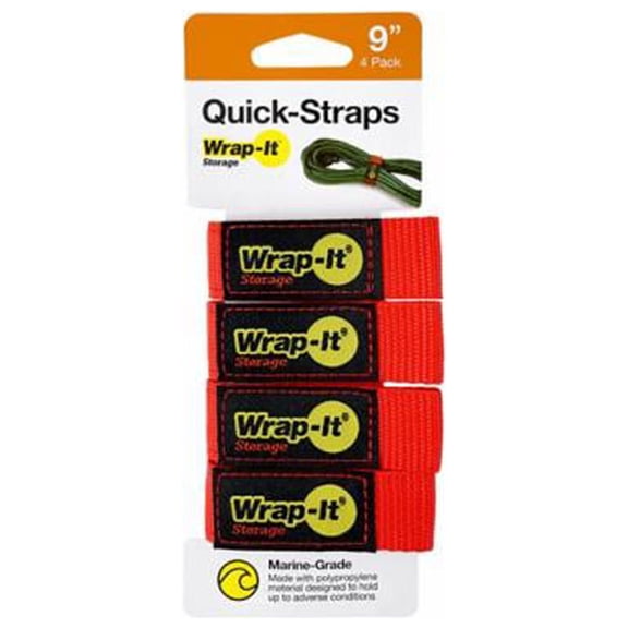 Wrap-It Storage 104-BS-9RE Cord Organizer/Storage Straps, Red. 9 In., 4-Pk. - Quantity 6