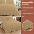 thumbnail image 5 of 5 Piece Luxury 5 Inch Two Layer Ruffle Comforter 550 GSM All Season (King/Cal King Size) Premium Super Soft - 800 TC, 100% Egyptian Cotton- Solid Taupe Colour, 5 of 7