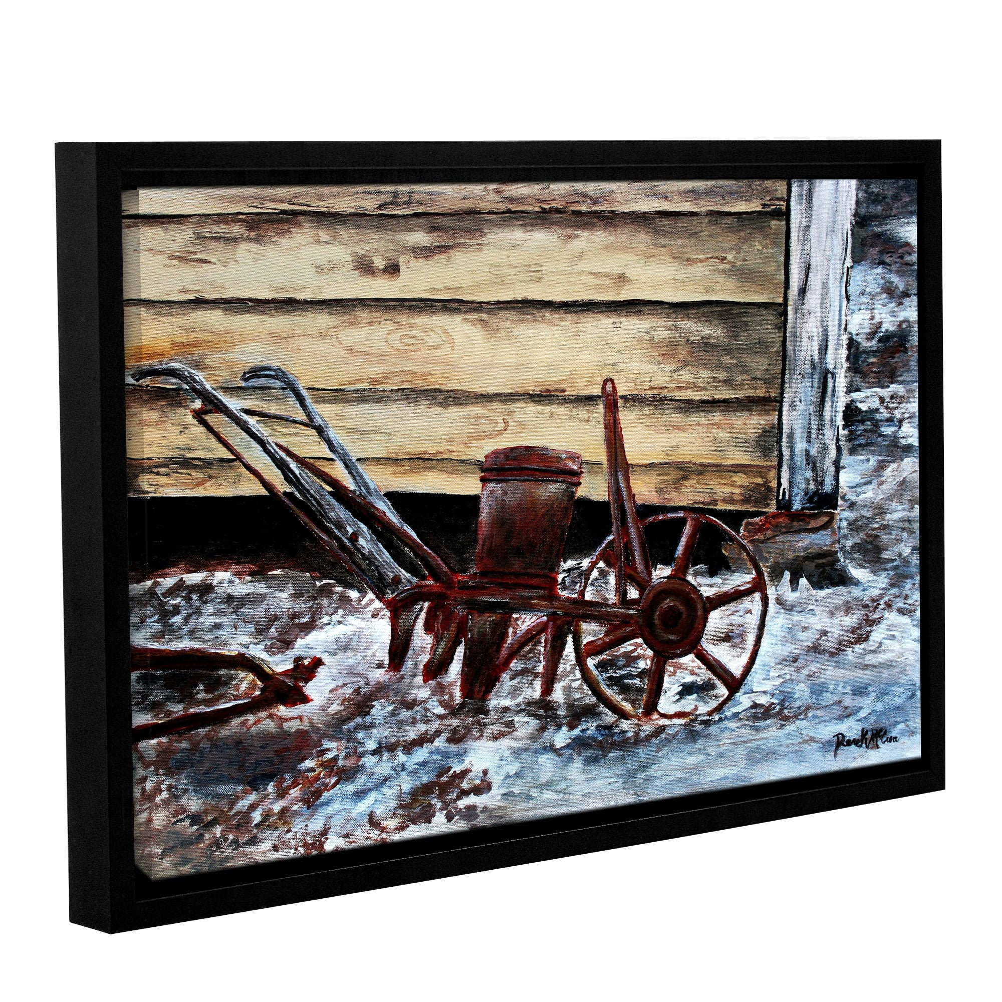 ArtWall Derek Mccrea "Old Farm Plow" Gallery-wrapped Floater-framed Canvas