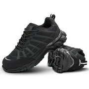 HISEA Work Shoes for Men Breathable Steel Toe Shoes Slip Resistant EH Industrial & Construction Shoe Black Size 7