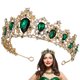 thumbnail image 5 of EeaseMX Corona de novia barroca, tocado de boda retro, accesorio para el cabello de fiesta para mujer (verde y dorado), 5 of 8