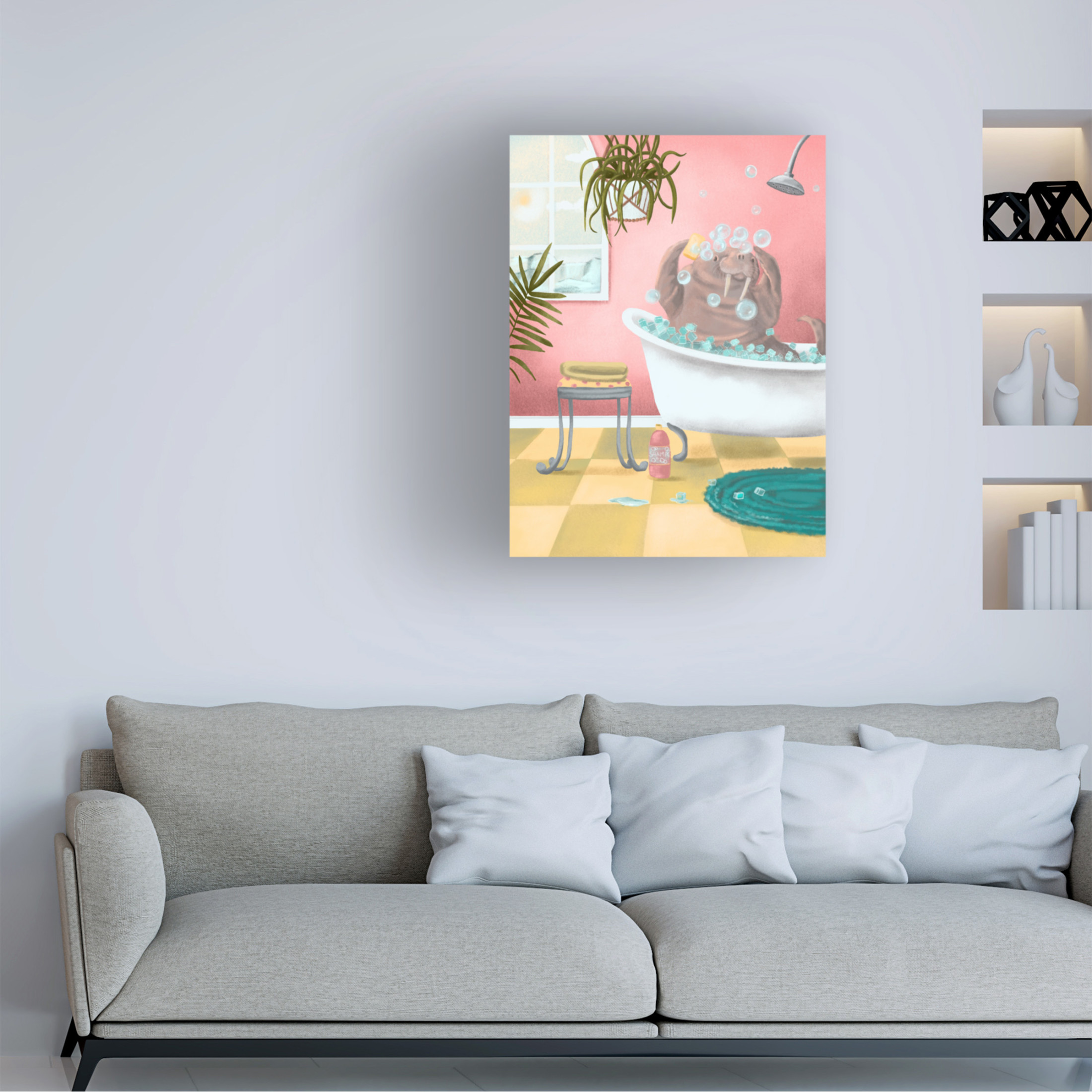 Canvas Wall Art - Christine Rotolo 'Arctic Animals in Tubs Walrus 4' Wall Art for Living Room, Bedroom, or Office Décor by Trademark Fine Art - 14 x 19 Inches
