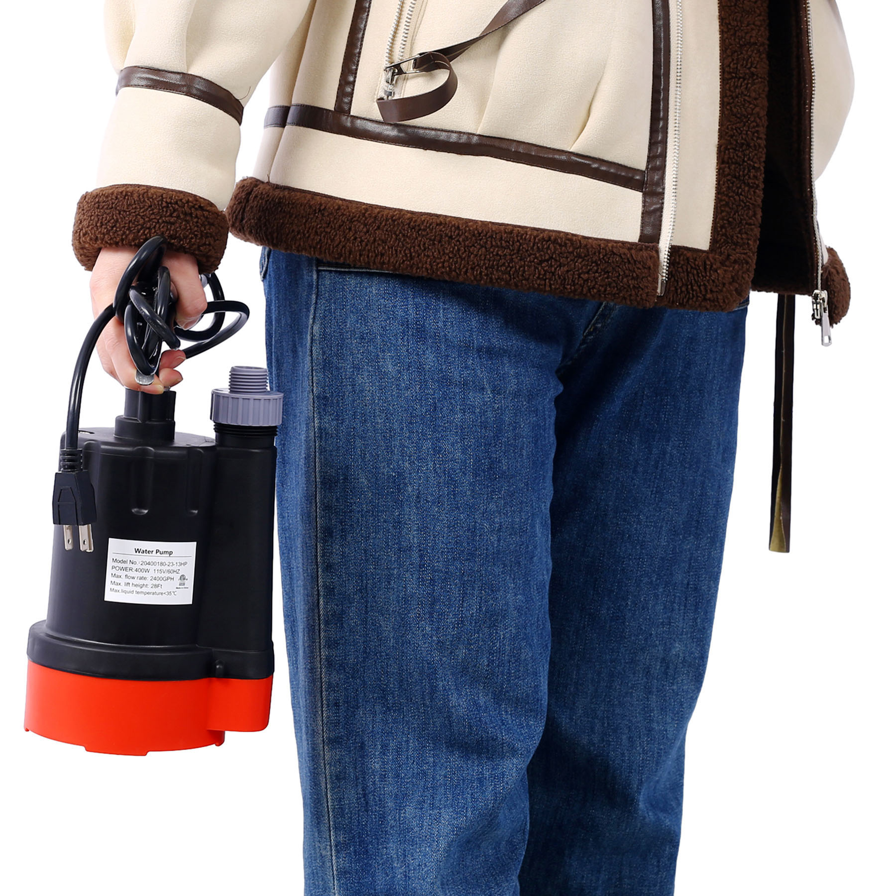 Submersible Water Pump, 1/3HP 2500GPH Thermoplastic Utility Pump Portable Electric Water Pump Sump Pump, With 10 Feet Power Cord.