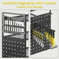 thumbnail image 3 of Power Tool Organizer Wall Mount, 49" Heavy Duty 4-Tier Garage Storage Shelf with 12 Drills Holder, Pegboard Side Panels,4 Long Hooks, Large Tool Battery Holder Metal Tool Shelf Rack, 3 of 7