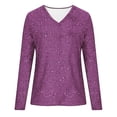thumbnail image 2 of Purple Long Sleeve Shirts for Women Fashion Casual V Neck Long Sleeve T Shirt, 2 of 4