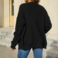 thumbnail image 4 of WEIYLL Hauts d'Automne pour Femmes 2025 Nœud Bouton Col Rond Manches Longues Chandail en Tricot Uni Noir Décontracté Hauts d'Automne,P, 4 of 7