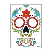 Temporary Face Makeup Stickers Day Of The Dead Sugar Flower Black Internet Red Rose Full Face Stickers Home Party Supplies
