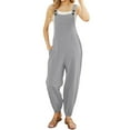 thumbnail image 3 of Rompers for Women Sleeveless Solid Color Wide Leg Square Neck With Pocket Onesies, 3 of 7
