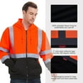 thumbnail image 3 of ProtectX High Visibility Safety Sweatshirt for Women Men, Class 3 Hi Vis Hoodie with large Pocket, Hooded Full-Zip Reflective Sweatshirt for Work & Construction, Orange, X Large, 3 of 6