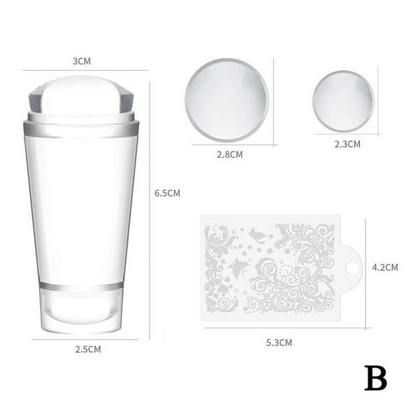 Women Double Head Clear Silicone Jelly Nail Art Stamper & Scraper Set Tool