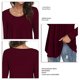 thumbnail image 1 of Top De Mujer, Blusa De Manga Larga Con Volantes De Color Puro De Poliéster Elástico Para Mujer, Cuello Redondo Para El Trabajo ANGGREK No, 1 of 5