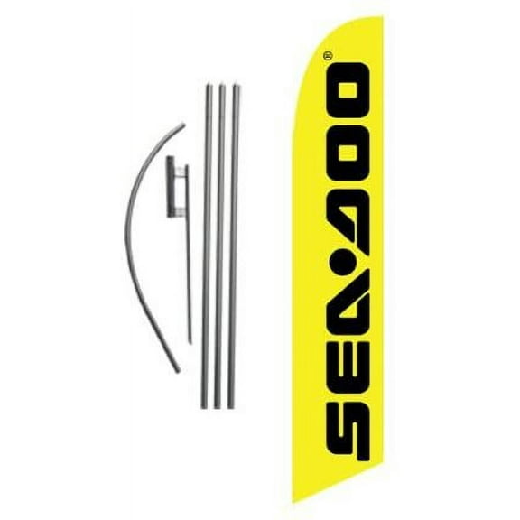 SeaDoo Advertising Feather Banner Swooper Flag Sign with Flag Pole Kit and Ground Stake