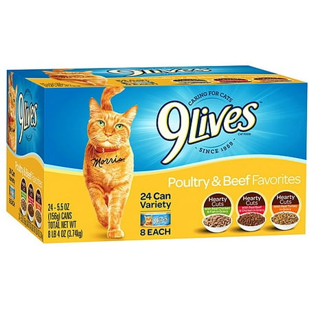 9 Lives Poultry & Beef Favorites Variety Pack Cat Food, 5.5 oz, 24 ct