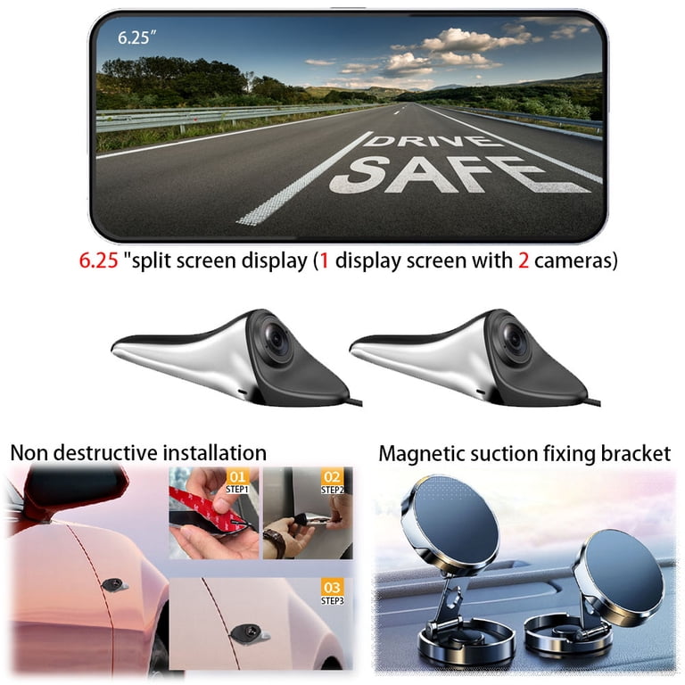 PDZGZ 6.25inch Car Side View Blind Area System,Left and Right
