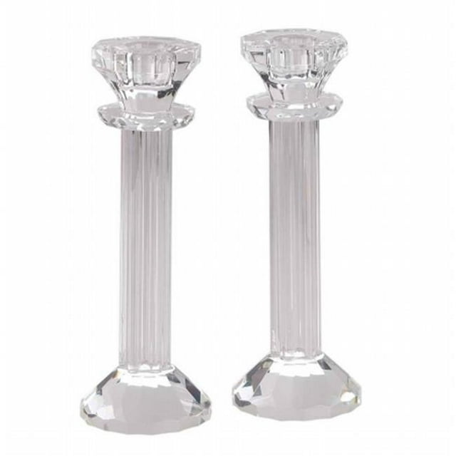 Crystal and Glass Candlesticks Sold as a Pair