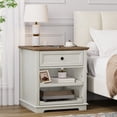 thumbnail image 5 of PLAMLE End Table for Living Room with Drawers Storage Retro Sofa Side Table with Charging Station Wooden Nightstand End Table, 5 of 8