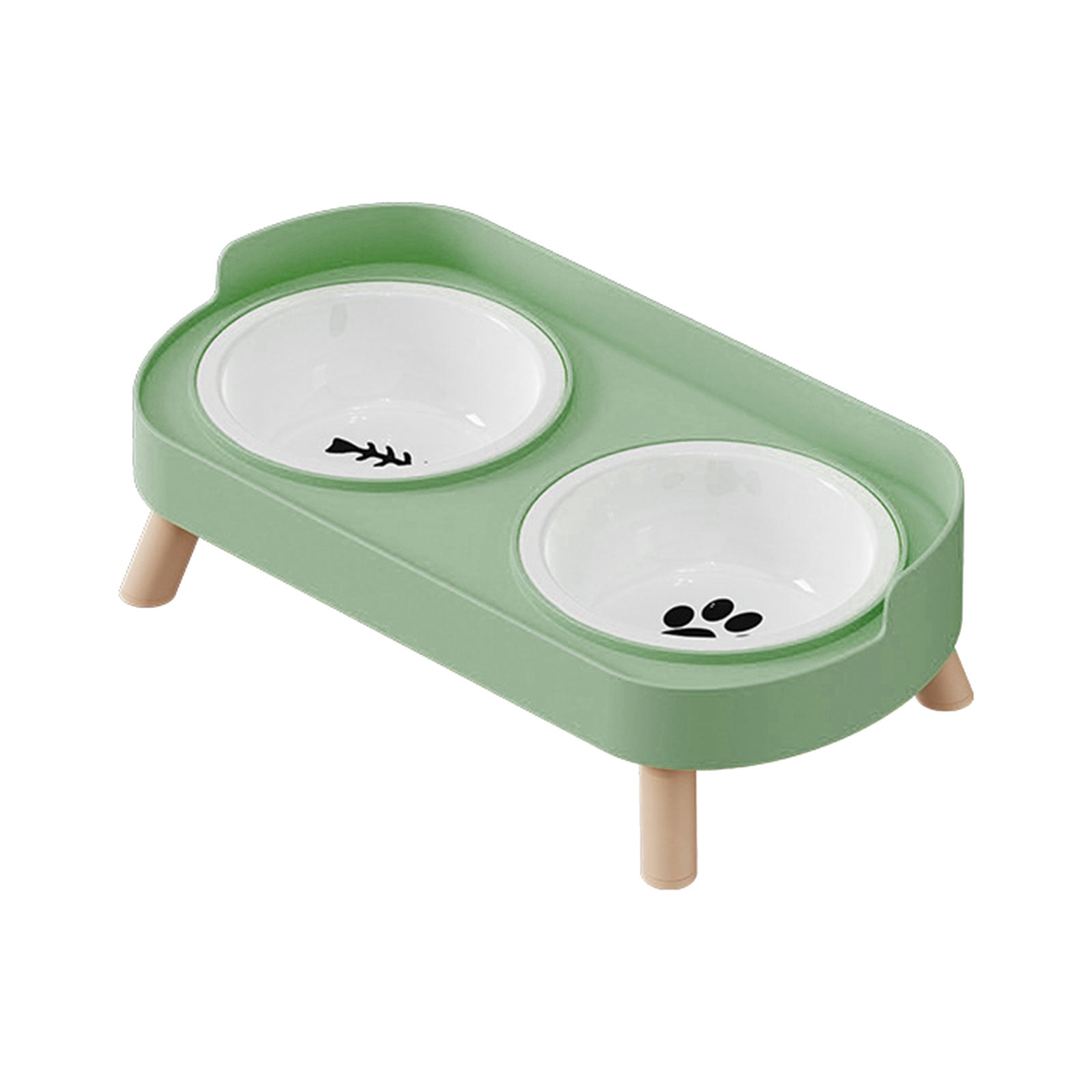 Elevated Double Bowl Ceramic Pet Bowls NonSlip Base Feeding Watering Dishes For Dog Cats Scratch Resistant Design