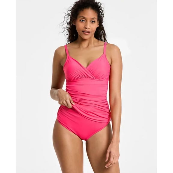 Anne Cole Women's Surplice Underwire Pink Tankini Top 34DD/36D