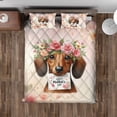 thumbnail image 4 of Happy Mother's Day Dachshund with Flower Crown and Greeting Card Quilt Bedding Set Wiener Dog Lover Gifts Idea 1 Blanket Bed Cover 2 Pillowcases - 13004, 4 of 5