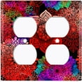 thumbnail image 3 of Metal Light Switch Plate Cover Rainbow Mandala Red Flower Tile Pattern MDL094, 3 of 13