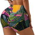 thumbnail image 2 of Kdxio Retro Futuristic Landscape Print Workout Shorts for Women Seamless Soft Smooth Gym Yoga Scrunch Active Shorts, 2 of 5