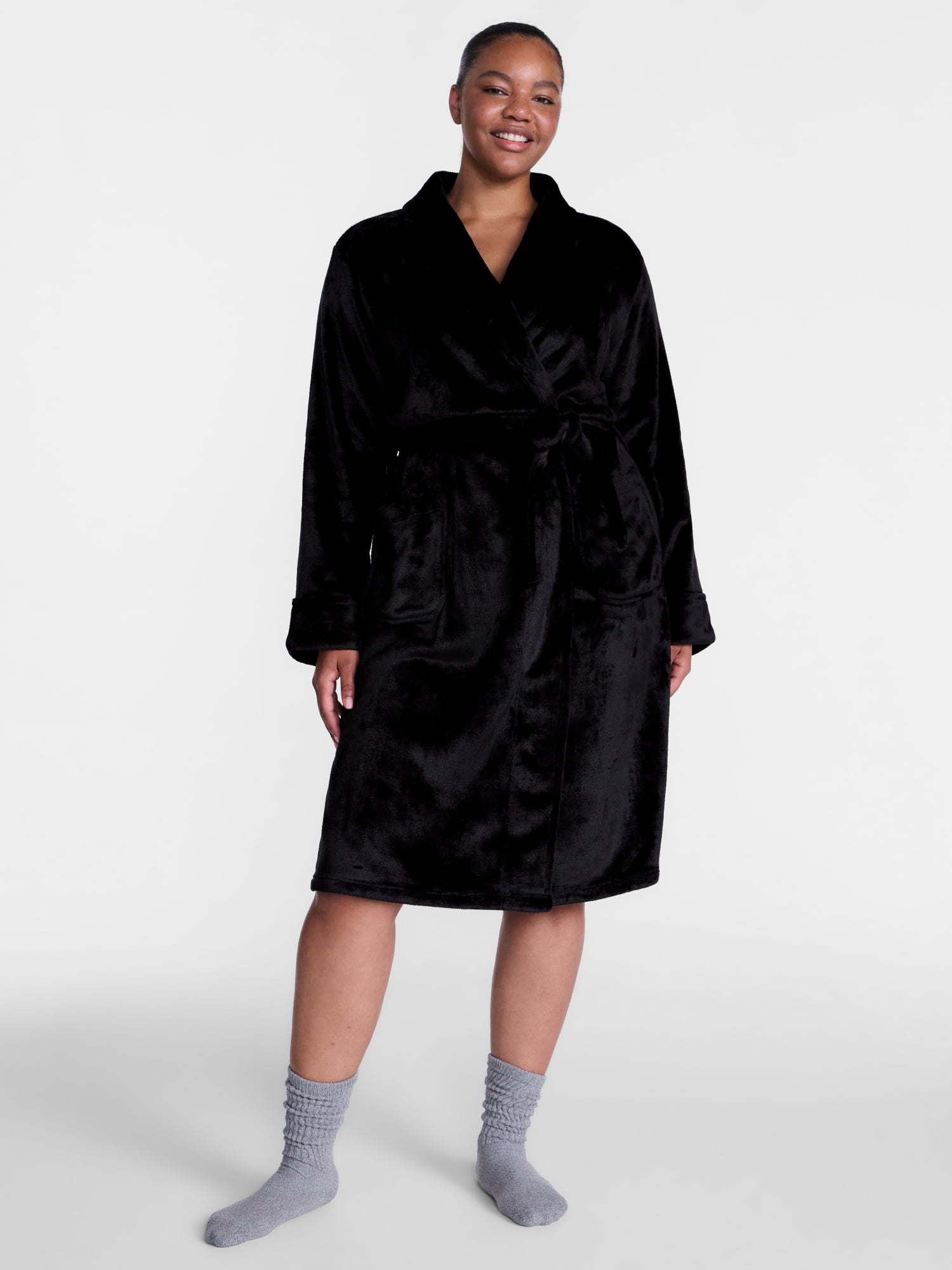 Joyspun Women's Plush Robe, Sizes S to 3X