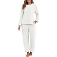 thumbnail image 2 of siminsem Warm Fleece Pajamas Flannel Pajama Set for Women Winter Sleepwear Set 2 Piece Lounge Set Soft Fluffy Pajama Set Plush Loungewear Sleepwear Fuzzy Pajama Set with Pockets, White,XXXL, 2 of 5