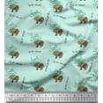 thumbnail image 1 of Soimoi Green Silk Fabric Bear & Text Fabric Prints By Yard 42 Inch Wide, 1 of 3