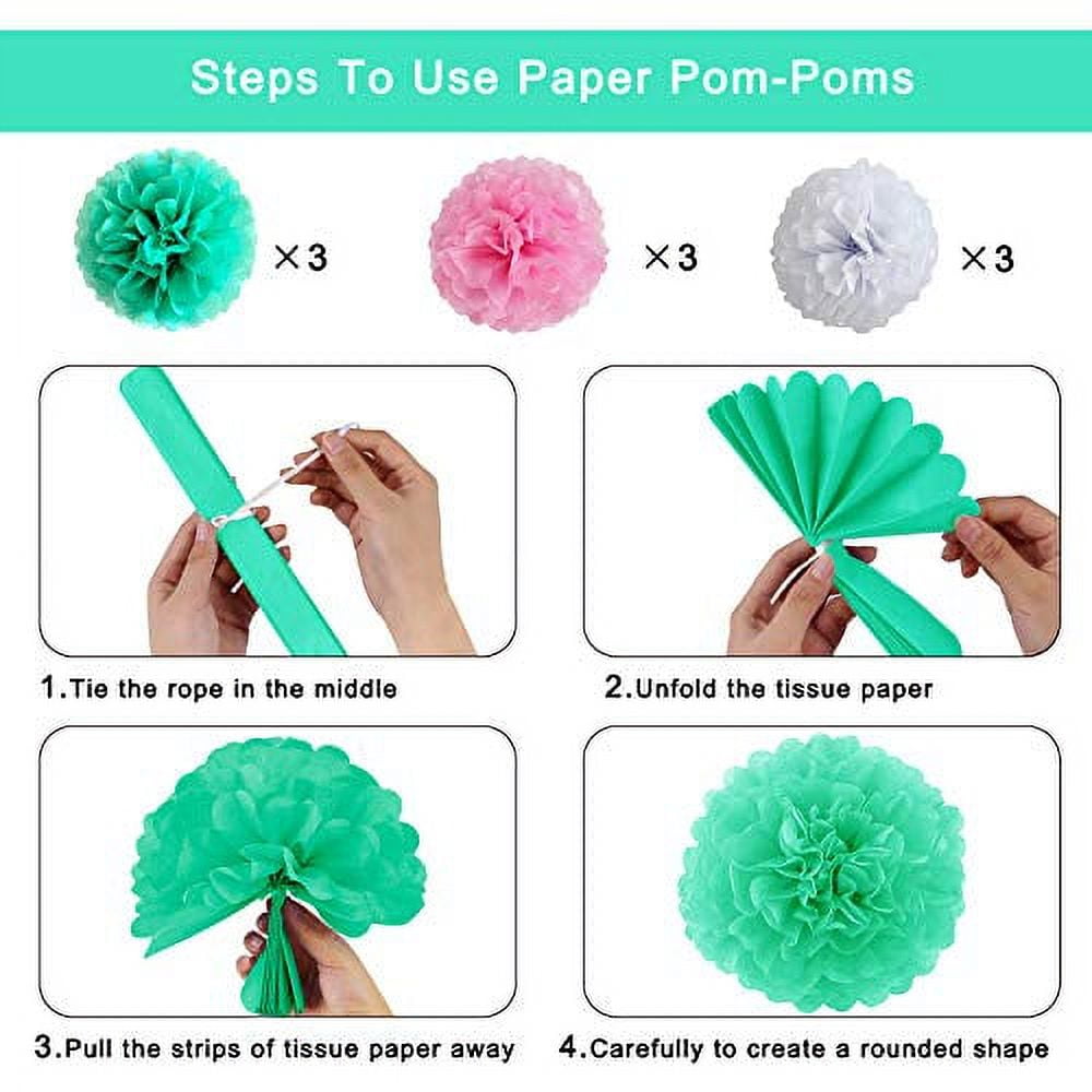 Birthday Decorations, Birthday Party Supplies Kit for Girls Women Happy  Birthday Banner Pink Teal Latex Balloons Tissue Paper Pom Pom Star Garland  Hanging Swirls Birthday Decor for 13th 16th 18th 21st 